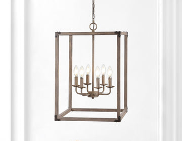 Magnolia Adjustable Iron Rustic Farmhouse LED Pendant - JONATHAN Y
